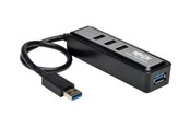 USB-hub - Tripp Lite Portable 4-Port USB 3.0 SuperSpeed Mini Hub with Built In Cable - hub - 4 ports USB-hub - 4 porter - Svart - U360-004-MINI