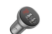 Mobil - Adaptere og ladere - Baseus Digital Display Dual USB 4.8A Car Charger 24W Silver - CCBX-0S