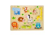 Puslespill - Small Foot - Wooden Stud Puzzle Zoo 9pcs. Tre - 4763