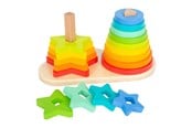 Babyleker - Small Foot - Wooden Stacking Tower Rainbow Circle and Star 19dlg. - 11720