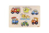 Puslespill - Goki Wooden Stud Puzzle Vehicles 7pcs. Tre - 57491