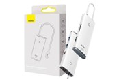 USB-hub - Baseus Lite Series Hub 6w1 USB-C to 2x USB 3.0 + USB-C PD + HDMI + SD/TF (white) USB-hub - USB 3.0 - 5 porter - Hvit - WKQX050102