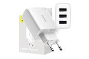 Strømkabel (ekstern) - Baseus Compact Quick Charger 3x USB 17W (White) - CCXJ020102