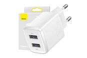 Strømkabel (ekstern) - Baseus Compact Quick Charger 2x USB 10.5W (white) - CCXJ010202