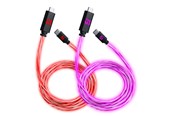 USB - Floating Grip 2X 1.5M USB-C/USB-C CABLE WITH LED LIGHT - RED AND PINK - FG-USBLED-C-C-150-RP