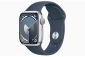 Smartklokke, Smartwatch & Sportsklokke - Apple Watch Series 9 GPS 41mm - Silver Aluminium Case with Storm Blue Sport Band - S/M - MR903DH/A