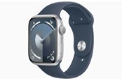 Smartklokke, Smartwatch & Sportsklokke - Apple Watch Series 9 GPS 45mm - Silver Aluminium Case with Storm Blue Sport Band - S/M - MR9D3DH/A