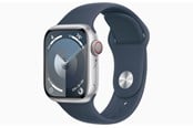 Smartklokke, Smartwatch & Sportsklokke - Apple Watch Series 9 GPS + Cellular 41mm - Silver Aluminium Case with Storm Blue Sport Band - S/M - MRHV3DH/A