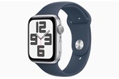 Smartklokke, Smartwatch & Sportsklokke - Apple Watch SE GPS 44mm - Silver Aluminium Case with Storm Blue Sport Band - S/M - MREC3DH/A