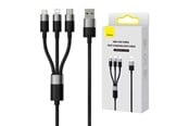 USB - Baseus 3in1 USB cable  StarSpeed Series USB-C + Micro + Lightning 3.5A 1.2m (Black) - CAXS000001