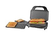 Vaffeljern - Nedis Vaffeljern KAMG120FBK - sandwich maker / waffle maker / grill - black / silver - KAMG120FBK