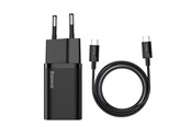 Mobil - Adaptere og ladere - Baseus Super Si Quick Charger 1C 25W with USB-C cable for USB-C 1m (black) - TZCCSUP-L01