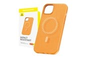 Mobil - Deksel og etui - Baseus Magnetic Phone Case for iPhone 15  Fauxther Series (Orange) - P60157305713-00