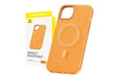 Mobil - Deksel og etui - Baseus Magnetic Phone Case for iPhone 15 Pro  Fauxther Series (Orange) - P60157305713-01