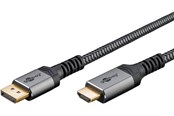 Skjermkabel - Pro Displayport 1.2 - HDMI 2.0 Sleeved - Skjermkabel - 1m - Svart - DP1.2HDMI20BB1