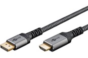 Skjermkabel - Pro Displayport 1.2 - HDMI 2.0 Sleeved - Skjermkabel - 5m - Svart - DP1.2HDMI20BB5