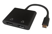 USB-hub - Deltaco USB-C MST HUB 2x 4K/60Hz HDMI x 2 black 0.1m USB-hub - 4 porter - Svart - USBC-2HDMI