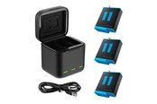 Kamerabatteri & Batterigrep - TELESIN 3-slot charger Box + 3 batteries for GoPro Hero 11 / 10 / 9 - GP-BNC-902