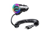 Mobil - Adaptere og ladere - Joyroom Car charger JR-CL25 2x USB + Lightning cable (black) - JR-CL25