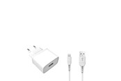 Mobil - Adaptere og ladere - GEAR Charger 220V 1xUSB 1A White Lightning Cable 1m MFI - 665080