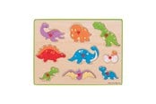 Puslespill - Bigjigs Wooden Stud Puzzle Dino's 9dlg. Tre - BJ257