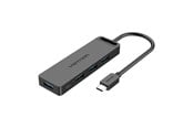 USB-hub - Vention Hub 5in1 with 4 Ports USB 3.0 and USB-C cable 1m Black USB-hub - USB 3.0 - 4 porter - Svart - TGKBF