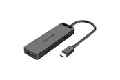 USB-hub - Vention Hub 5in1 with 4 Ports USB 3.0 and USB-C cable 0.5m Black USB-hub - USB 3.0 - 4 porter - Svart - TGKBD