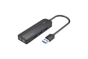 USB-hub - Vention USB 3.0 hub with 3 ports sound card and power supply 0.15m black USB-hub - USB 3.0 - 3 porter - Svart - CHIBB