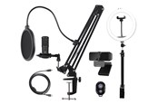 Streamingutstyr - Deltaco Streaming Kit Microphone Webcam Ring Light with table mount - GAM-170