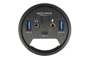 USB-hub - DeLOCK In-Desk Hub USB-hub - 3 porter - Svart - 62794