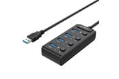 USB-hub - ORICO USB 3.0. Hub with switches 4x USB (black) USB-hub - USB 3.0 - 4 porter - Svart - W9PH4-U3-V1-BK-BP