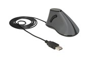 Mus - DeLOCK - vertical mouse - USB - grey black - Vertical mouse - Optisk - 5 - Svart - 12527