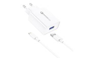 Mobil - Adaptere og ladere - Foneng Wall Charger + USB to Lightning Cable 3A EU13 (White) - EU13 iPhone