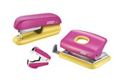 Skrivebordstilbehør - Rapid Stifte- & Hullemaskin Mini sett  F5+FC10+C2 Blister Rosa/Gul - 5000371