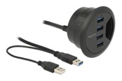 USB-hub - DeLOCK In-Desk Hub USB-hub - 4 porter - Svart - 62868