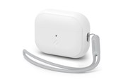 Mobil - Deksel og etui - Spigen Case Silicone Fit White + Strap Gray - AirPods Pro (2nd Gen) - ACS05811