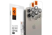 Mobil - Andre tilbehør - Spigen Glass tR EZ Fit Optik Pro 2 Pack - nature titanium - iPhone 15 Pro/15 Pro Max - AGL07163