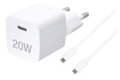 Mobil - Adaptere og ladere - Vivanco Fast 1xUSB-C PD 20W Home Charger+USB-C cable White - 4008928640083