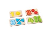 Puslespill - Goki Wooden Shape Puzzle Numbers and Shapes 18pcs. Tre - 57357