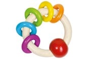 Babyleker - Goki Wooden Gripping Ring with 5 Rainbow Rings - 65323