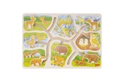 Puslespill - Goki Wooden Sliding Puzzle Who Belongs to Who 8 pcs. Tre - 57749