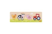 Puslespill - Goki Wooden Stud Puzzle On the Farm 4 pcs. Tre - 57355