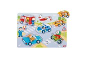 Puslespill - Goki Wooden Stud Puzzle Vehicles with Sound 6 pcs. Tre - 57399