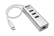 USB-hub - Eaton series 3-Port USB 3.1 Gen 1 USB-C Portable Hub/Adapter 3 USB-A Ports and Gigabit Ethernet Port Thunderbolt 3 Compatible USB-hub - 3 porter - Sølv - U460-003-3A1G