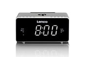 DAB, nettverks- og klokkeradio - Lenco CR-550SI - Stereo FM Clock Radio with USB and Qi Wireless Smartphone charging - Silver - FM - Stereo - Hvit - CR-550SI