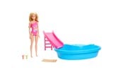 Dukker, Bamser & Utstyr - Barbie Doll And Pool Playset Blonde With Pool Slide Towel And Drink Accessories - HRJ74