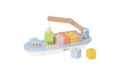 Babyleker - Classic World Wooden Block Boat with Crane 13 pcs - 20186