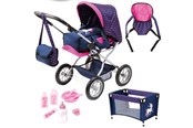 Dukker, Bamser & Utstyr - Bayer Design Doll's Pram Combi Grande Set - Blue/Pink (15054AB) - 15054AB