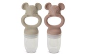 Babyutstyr - Nuuroo Lauge silicone fruit feeder pacifier 2-pack - Woodrose / Cobblestone - NU518WC4