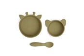 Babyutstyr - Nuuroo Eddy silicone tableware 3-pack - Olive Green - NU444OG